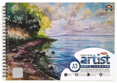 ANUPAM Wiro Bound Artists Sketch Book A3 100 Drawing Notebooks Acid Free Pages -130 GSM Sketch Pad(100 Sheets)