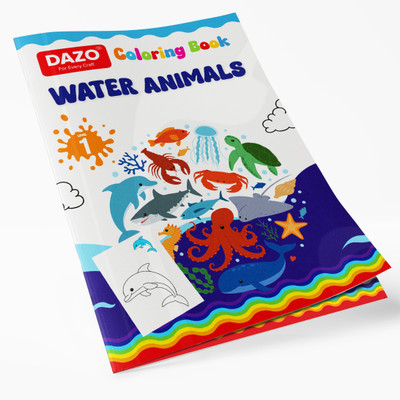 dazo Coloring Book | Water Animal Drawing | A4 Size Thick Paper | Kids Age 3-5 years Sketch Pad(16 Sheets)