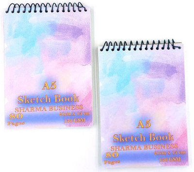 KRASHTIC Sketch Book Wiro Bound A5 Size Sketch Book For Drawing and Sketching Set of 2 Sketch Pad(40 Sheets, Pack of 2)