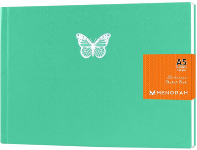 MENORAH A5 Artists CASSATA Sketch Book -140 GSM (116 Pages)- Hard Case Bound- Landscape Sketch Pad(58 Sheets)