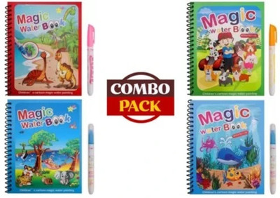 Klick Buy Reusable Magic Water Book with Magic Pen for Kids (Pack of 4)
