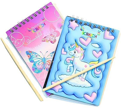Mkail Effortless Art: Mess-Free Scratch Painting with Easy Clean-Up Sketch Pad(10 Sheets, Pack of 2)