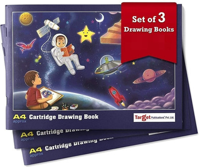 Target Publications Drawing Books Artists,Kids | A4 Sketch Book | 34 Pages 29.5 x 21c m | Pack of 3 Sketch Pad(108 Sheets, Pack of 3)