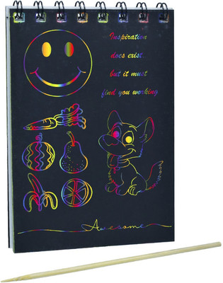 R H lifestyle Rainbow Scratch Book Magic Scratch Art Book Birthday Return Gifts for Kids, A6 Sketch Pad(10 Sheets, Pack of 4)