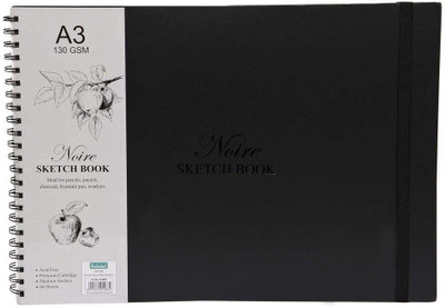 Scholar Artist Noire Sketch Book A3 Natural Shade Cartridge Paper (Wiro Bound+Elastic Closure) Sketch Pad(64 Sheets)
