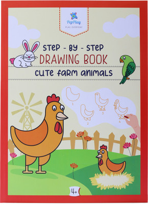 PepPlay Step by Step Drawing Book -Cute Farm Animal Sketch Books for Kids(4 to 10 Years) Sketch Pad(42 Sheets)