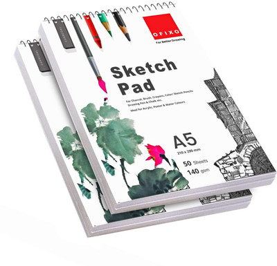 OFIXO Sketch Pad - 50 Sheets, 140GSM (A5 Size) - Pack of 2 Sketch Pad(50 Sheets, Pack of 2)