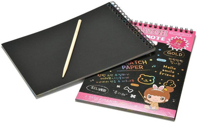 BM RETAIL A5 Size Small Rainbow Scratch 1 Book 10 Pages Note Pad for Kids Arts and Crafts Sketch Pad(10 Sheets)
