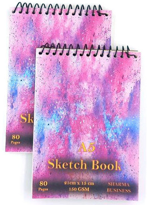 KRASHTIC A5 Sketch Book Combo OF 2 For Drawing and Painting 150 GSM Paper Size 20x15cm Sketch Pad(40 Sheets, Pack of 2)