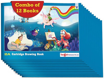 Target Publications Drawing Book for Kids | Sketchbook | 2A Size 34 Pages |24.13x17.15cm | Set of 12 Sketch Pad(432 Sheets, Pack of 12)