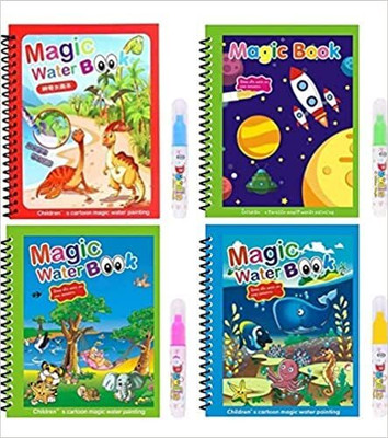 RAIYARAJ Magic Water Coloring Doodle Book & Magic Pen Reusable Regular Notebook Ruled 5 Pages(Multicolor, Pack of 4)