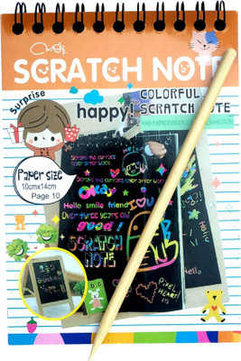 R H lifestyle Rainbow Scratch Book Magic Scratch Art Book Birthday Return Gifts for Kids, A6 Sketch Pad(10 Sheets, Pack of 10)
