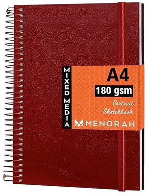 MENORAH A4 - Portrait Artist Sketchbook - Metal Spiral Bound-Completely Handmade Sketch Pad(50 Sheets)