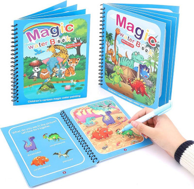 PERIZONE Water Magic Books for Children with Water Pen Learning Including 1 Marker Sketch Pad(4 Sheets, Pack of 3)