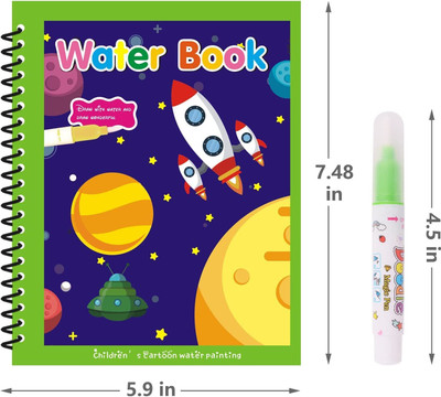 Papezon Reusable Magic Water Quick Dry Book for Water Coloring with Magic Pen Painting