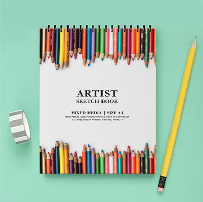 Creative Print Solution Pencil Texture Sketch Book for Arts and Drawing 100 Pages Size A4 Sketch Pad(50 Sheets)