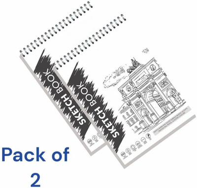 ANMOL MART A5 Sketch Book 150 GSM | Durable Acid Free Drawing Paper | Top Spiral-Bound Sketch Pad(36 Sheets, Pack of 2)