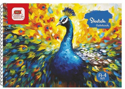 First Click A4 Spiral Sketch Notebook Pad Pea 140 GSM 50 Drawing Sheets+50 Butter Papers Sketch Pad(50 Sheets)