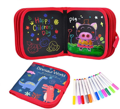 Zordik Erasable Drawing Doodle book reusable drawing book with 12 color pens Sketch Pad(14 Sheets)