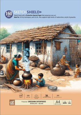 Greeshma Sketchbook 72 Pages 160 GSM Drawing Paper |Sketchpad for Artists A4 size Sketch Pad(36 Sheets)