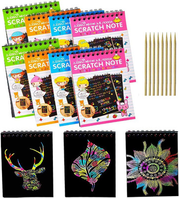 Bandhan Enterprises Scratch Note Pads for Kids,Scratch Arts and Crafts Notebooks Scratch Art Paper Sketch Pad(30 Sheets, Pack of 3)