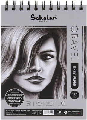 Scholar Artist Gravel Sketch Pad (160 GSM Grey Toned Paper) (A5) Sketch Pad(40 Sheets)