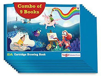 Target Publications Drawing Book for Kids | Sketchbook | 2A Size 34 Pages |24.13x17.15cm | Set of 9 Sketch Pad(324 Sheets, Pack of 9)