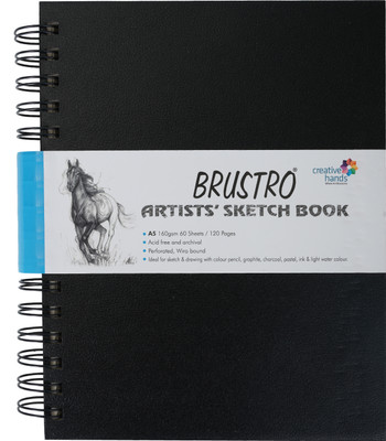 BRuSTRO Bound Artists Sketch Book, A5 Size, 120 Pages, 160 GSM Sketch Pad(120 Sheets)