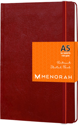 MENORAH A5-Portrait Artist Watercolor Sketchbook-Case Bound-Completely Handmade Sketch Pad(50 Sheets)