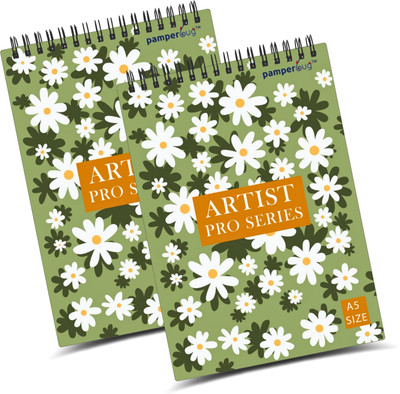 PAMPERBUG Artist Pro Series | Top Spiral Bound A5 Size Sketchbook for Artists | 140 GSM Sketch Pad(30 Sheets, Pack of 2)