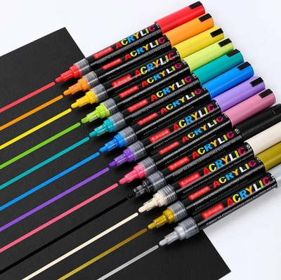 radhey preet Acrylic Glass Paint Marker Set, 4mm Nib, RP1094 4mm Nib Sketch Pens(Set of 1, Multicolor)