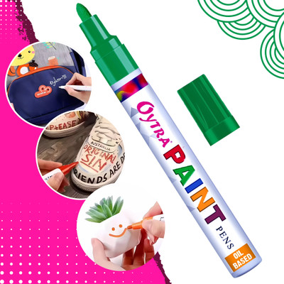 OYTRA Paint Marker Pen Permanent Waterproof Oil Based Individual pen Work All Surfaces 3-5mm Nib Sketch Pens(Set of 1, Green)