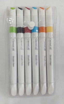 Jain Associates Brush Pen Superfine Nib Sketch Pens  with Washable Ink(Set of 5, Blue, Black, Red, Green, Yellow, Orange)