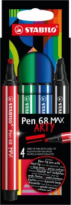 Stabilo Pen 68 MAX - ARTY - Premium Fibre-Tip Pen with Chisel Tip Nib Sketch Pens(Set of 1, Multicolor)