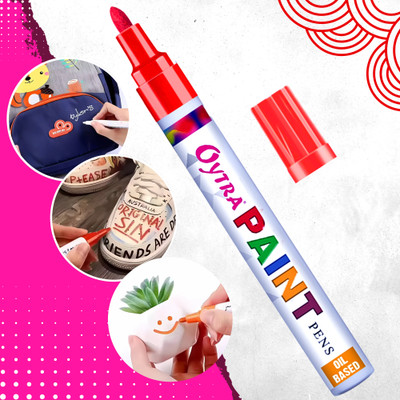 OYTRA Paint Marker Pen Permanent Waterproof Oil Based Individual pen Work All Surfaces 3-5mm Nib Sketch Pens(Set of 1, Red)