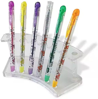Harinder 6PC Washable Shimmery Tattoo Pen Safe Non-Toxic Body Art Marker for Kids & Girls Fine Tip Nib Sketch Pen  with Washable Ink(Multicolor)