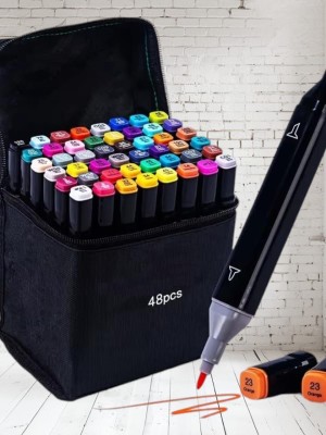 SNEPBUY Marker Pen 48 PCS waterproof Nib Sketch Pen(Multicolor, Black)