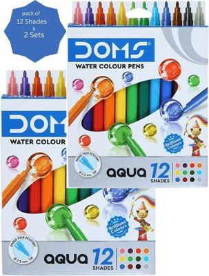 DOMS Aqua water color -12 shades (pack of 2) Superfine Nib Sketch Pens  with Washable Ink(Set of 24, Multicolor)
