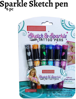 Extraposh Sketch and Sparkle Tattoo Pens ,Set of 1,(Multiple Colours) round pointed nib Nib Sketch Pen(Multicolor)
