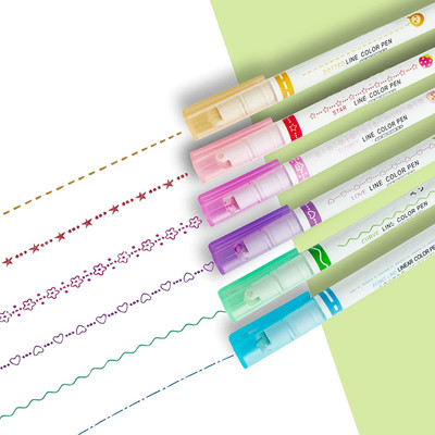 URBANE CHIC Magic Outline Pen Set Different Curve Highlighter Multi-function Pen(Pack of 6, Ink Color - Multicolor)