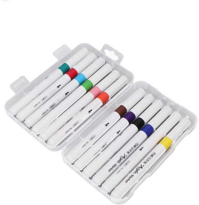 SHOPIVAAN 12 Different Shades Markers & Highlighter Pen Nib Sketch Pens(Set of 12, Multicolor)