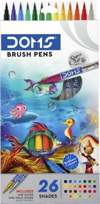 DOMS Brush Pens 26 Set Brush Tip Nib Sketch Pens(Set of 26, Multicolor)