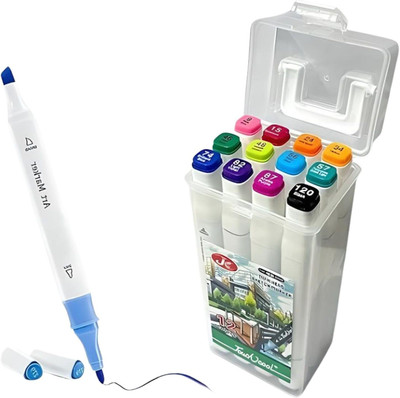 kvhub 4 4 Nib Sketch Pens(Set of 12, Multicolor)