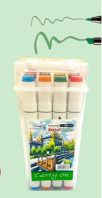 MishKav Professional markers for artists, one side sketch colour other side highlighter Fine Nib Nib Sketch Pens(Set of 12, Multicolor)