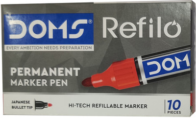 Ganral DOMS PERMANET MARKER PEN Strong and long-lasting nib that won’t easily fray or get damaged. Nib Sketch Pens(Set of 10, Red)