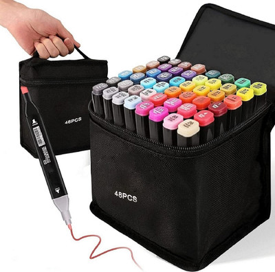 ZILLTOYIN Multi Colour sketch pen set Dual Tip Art Markers Sketching Head Marker Pens for Kids Adult Nib Sketch Pens  with Washable Ink(Set of 48, Multicolor)