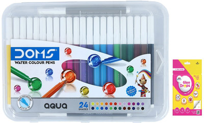 DOMS Aqua Sketch Pen 24 Shade With Glue Drops Sketch Nib Sketch Pen(Multicolor)