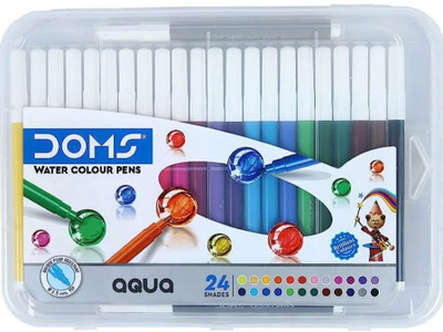 DOMS Aqua Colour 24 Anti-Drying Design , Superfine Nib , Durable 2.5mm fiber tip Nib Sketch Pens(Set of 1, All Colours)