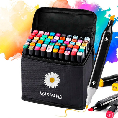 Marhand Dual Tip Set of 60 Highly Compressed Synthetic Fibers Nib Sketch Pens(Set of 1, 60 Colors)