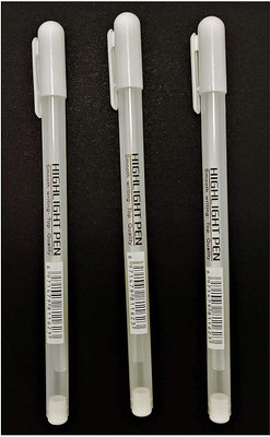 URBAN BOX White Gel Pens - Set Of 3 Fine Nib Sketch Pen(White)